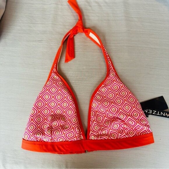 Jantzen Halter Bikini Top Sz 10 NWT Retro Geo Print Swimwear Y2K Poolside Glam - Picture 2 of 8